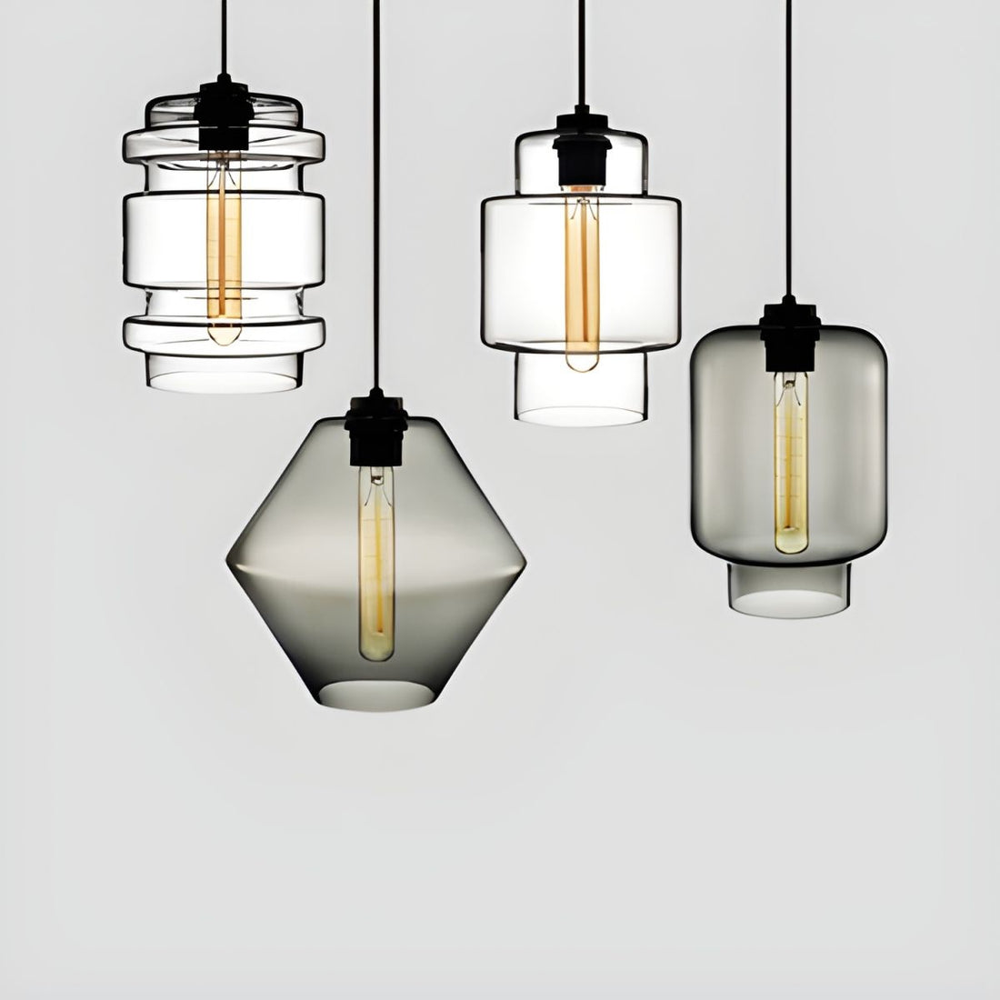 Crystalline Series Pendant Light - Blown Glass Multi Colored Glass Pendant Lamp