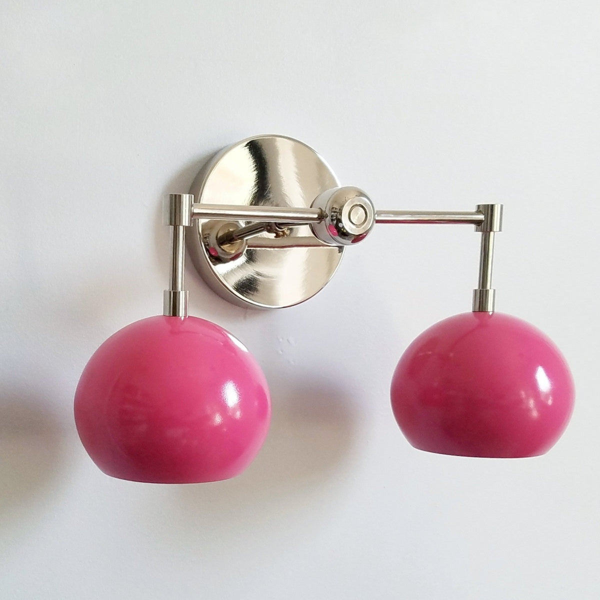 Doll Pink Wall Sconce - Double Head Globe-shaped Bath Wall Light