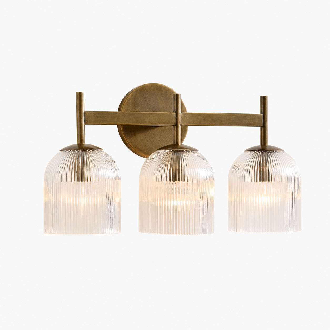Bravira Ribbed Glass Sconce - Metal Wall Light with Clear Glass Shade