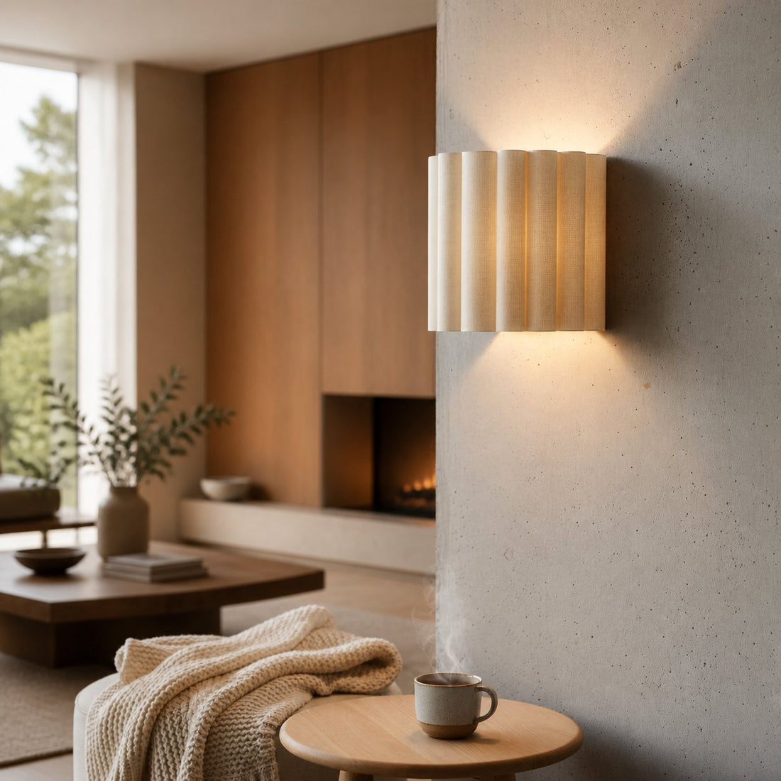Velura Linen Fold Wall Sconce - Fabric Soft Pleated Design Ambient Lighting for Bedroom or Hallway