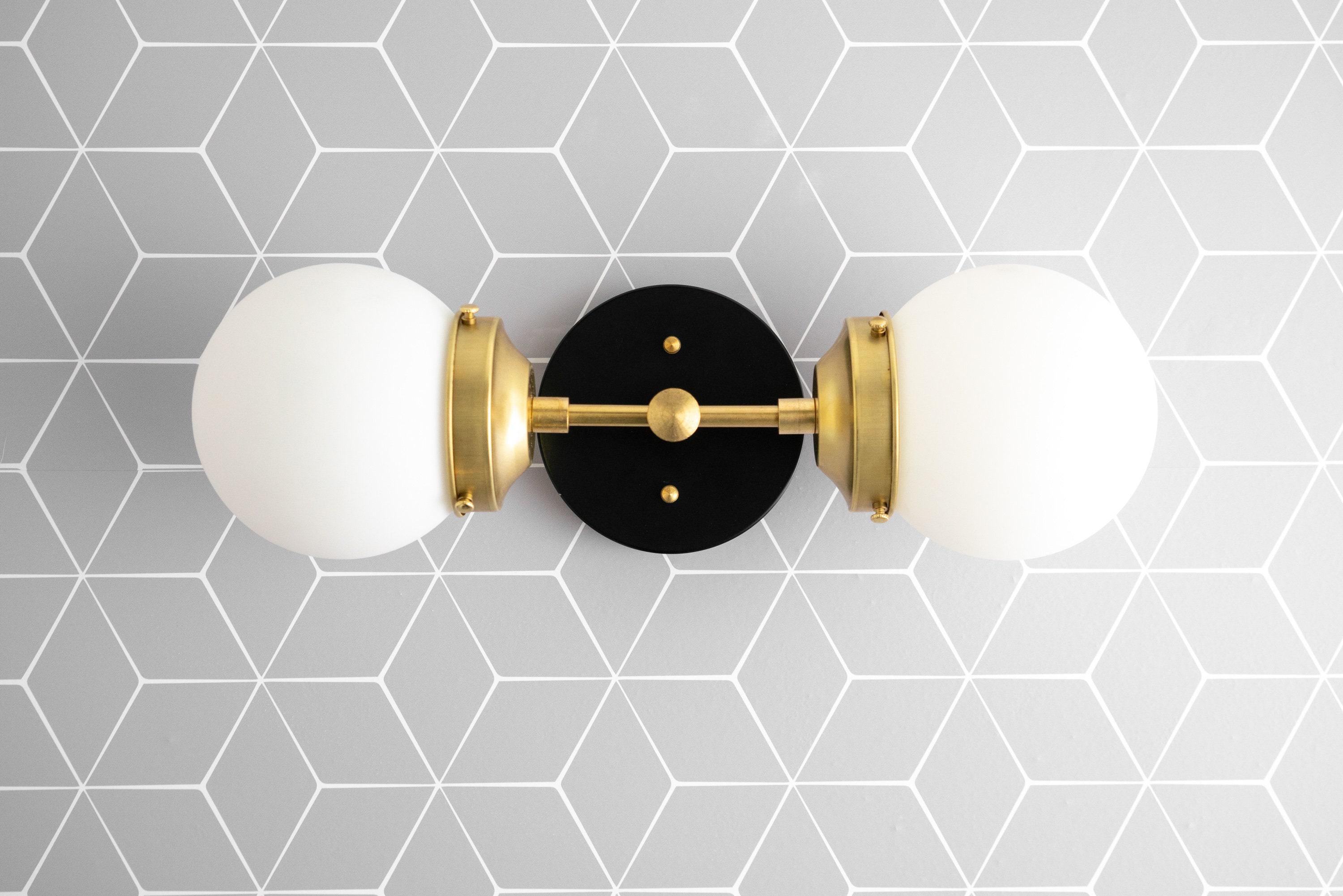 Lumio Globe Modern Geometric Sconce - Two Light Bathroom Vanity Lighting