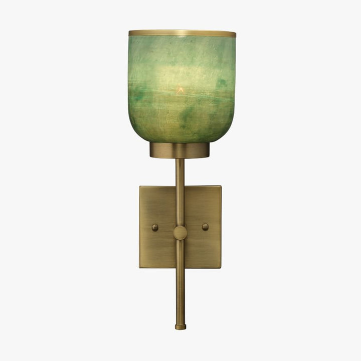 Helvo Vintage Metal Single Sconce - Green Glass Wall Light for Home Decor