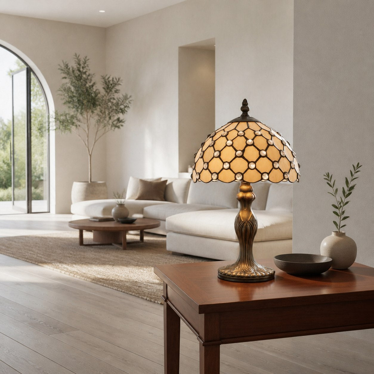 TF Harken Decorative Jewel Table Lamp - Stunning Glass Design Perfect for Bedroom or Living Room