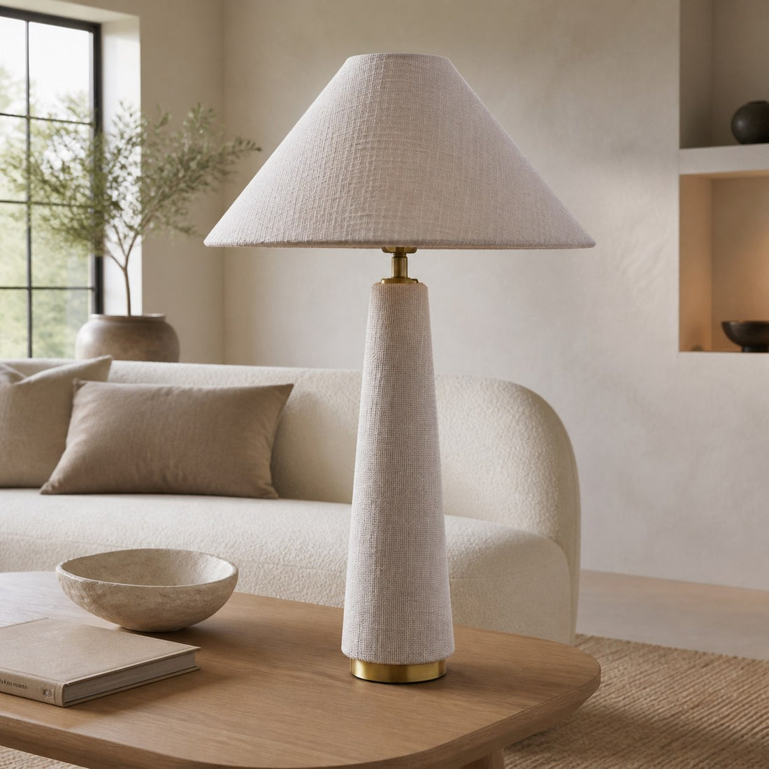 Ceruna Cone Shaded Table Lamp - Elegant Fabric for Living Room and Entryway