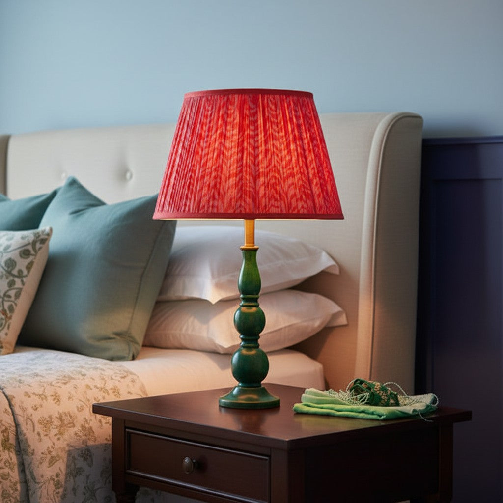Grainora Table Lamp with Wooden Grain Base - Fabric Lampshade for Living Rooms