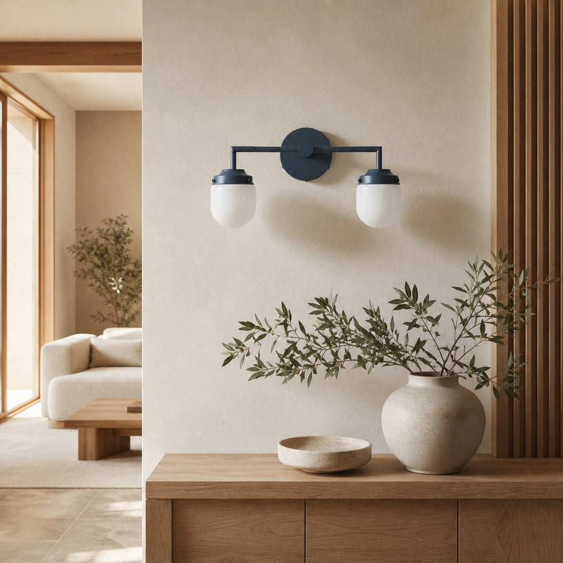 Opalume Glass Double Vanity Light - Vintage Style Bathroom Double Wall Lighting