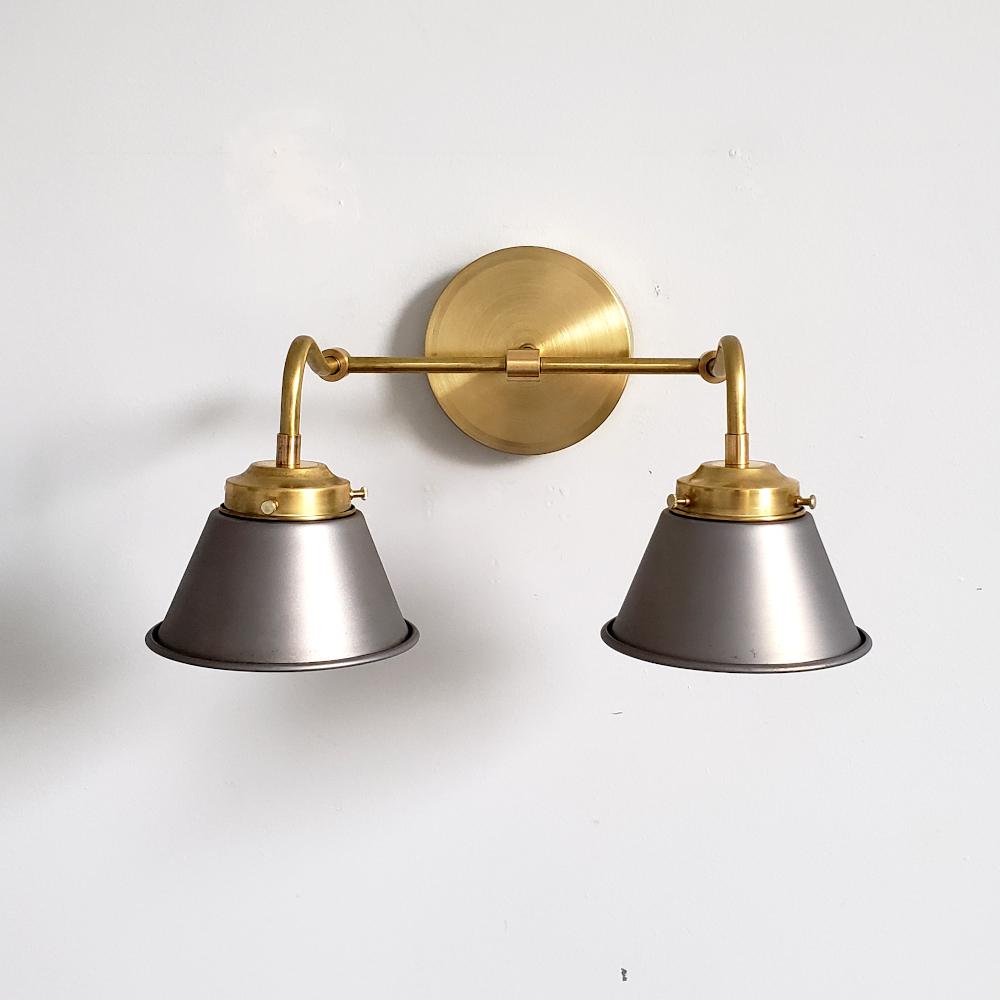 Modern Double Cone Brass Sconce - Accent Lighting For Bathroom & Hallway