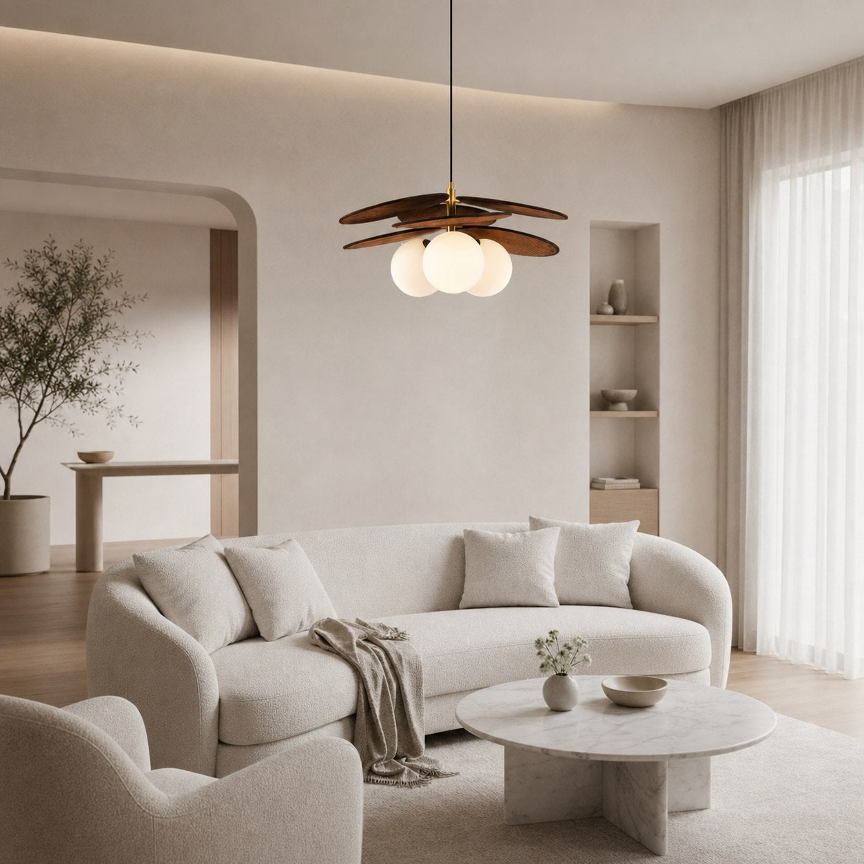 Orrise Artistic Layered Petal Pendant Light - Natural Inspired Lamp for Entryway and Bedroom