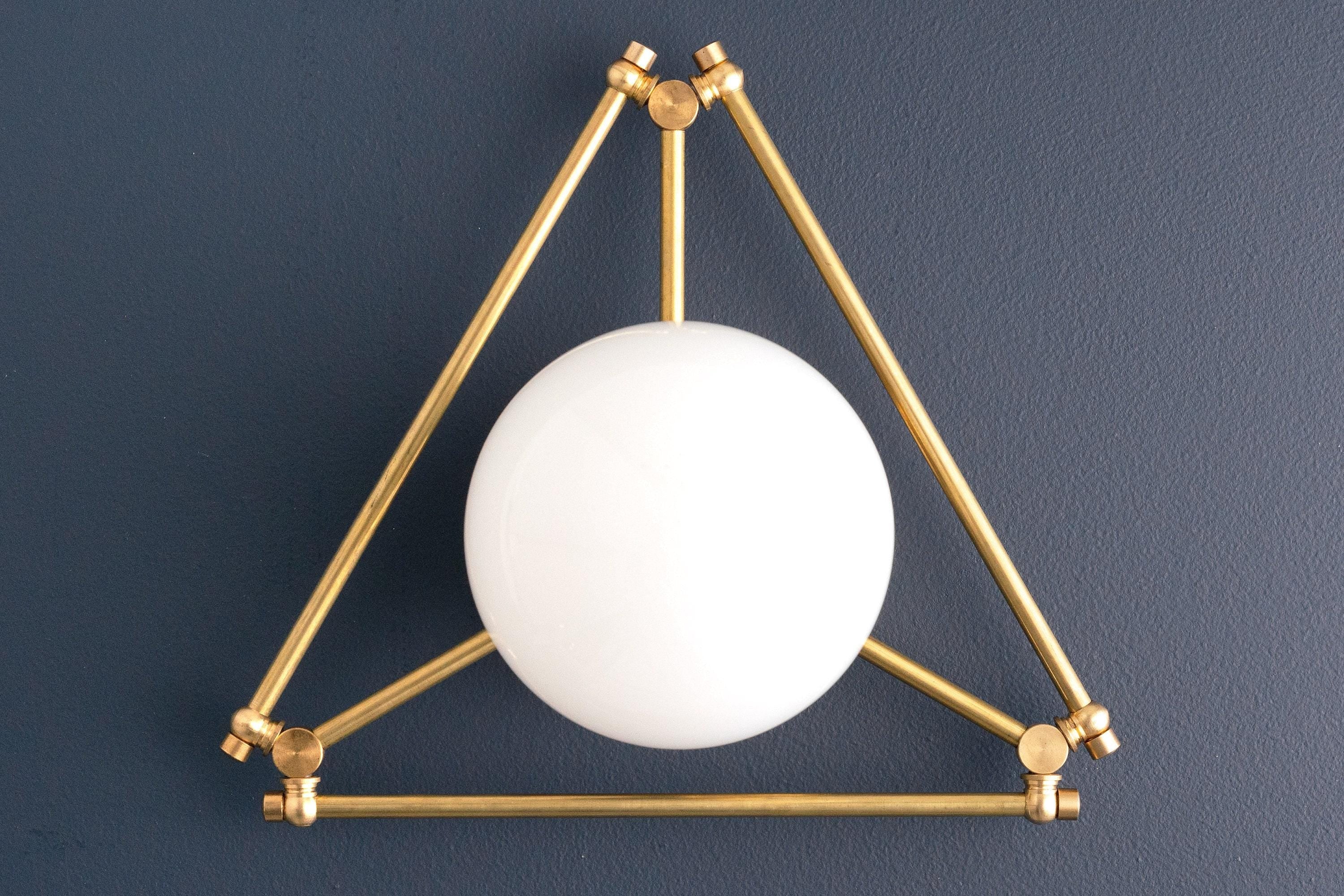 Glorica Glass Geometric Brass Ceiling Light - Hand-Blown Globe Design