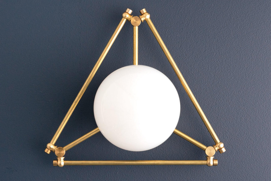 Glorica Glass Geometric Brass Ceiling Light - Hand-Blown Globe Design