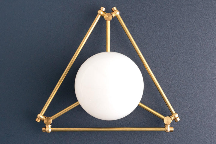 Glorica Glass Geometric Brass Ceiling Light - Hand-Blown Globe Design