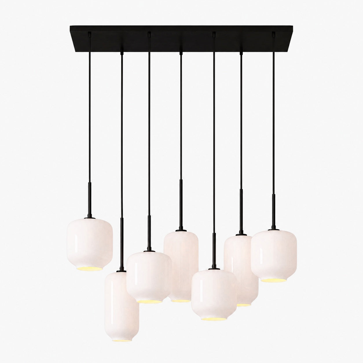 Lumivelle Sculptural 7-Light Chandelier – Adjustable Height Modern Glass Pendant