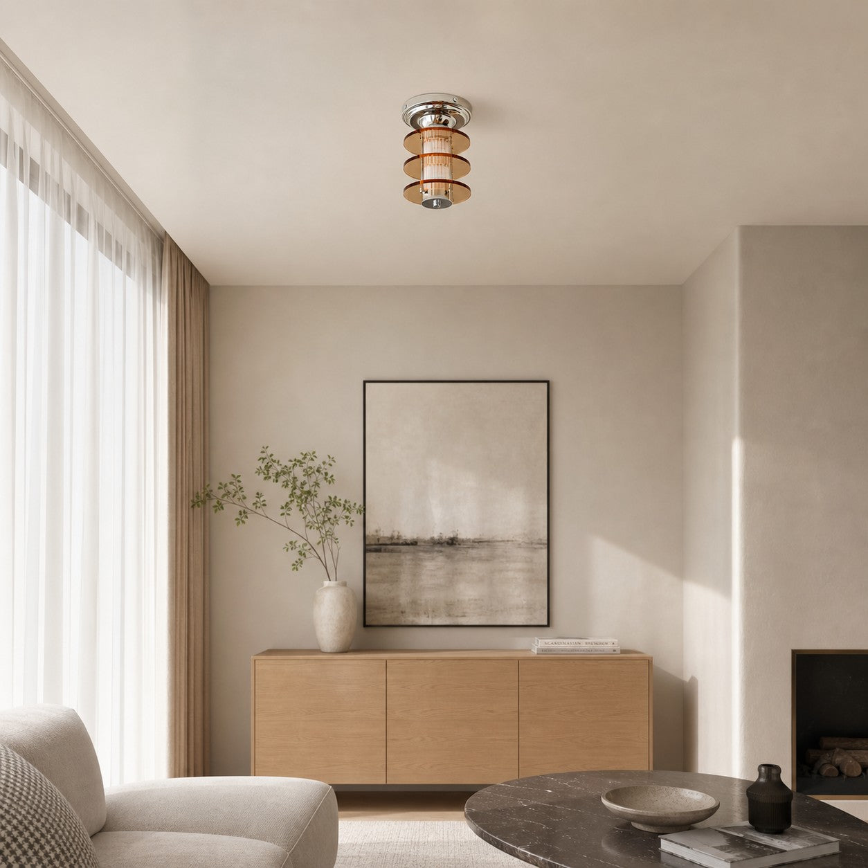 Bauhaus Acrylic Chrome Flush Mount Ceiling Lamp