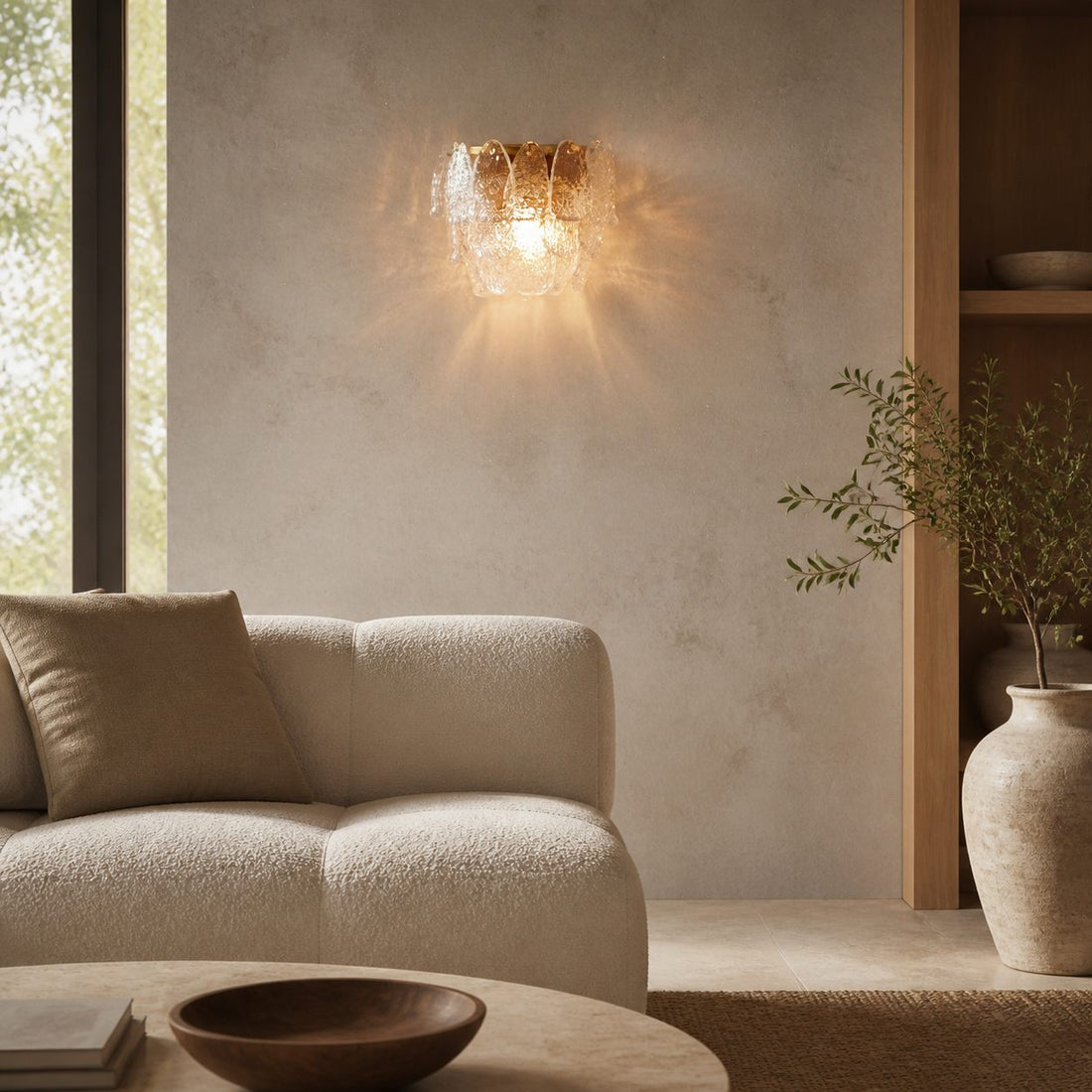 Lumvey Tiered Glass Sconce — Art Deco Wall Light for Bathroom and Hallway
