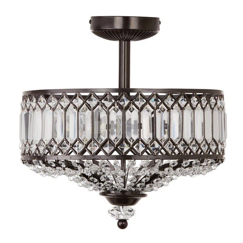 Crystal Drum Ceiling Light –  Glass Semi Flush Mount Lamp for Hallway