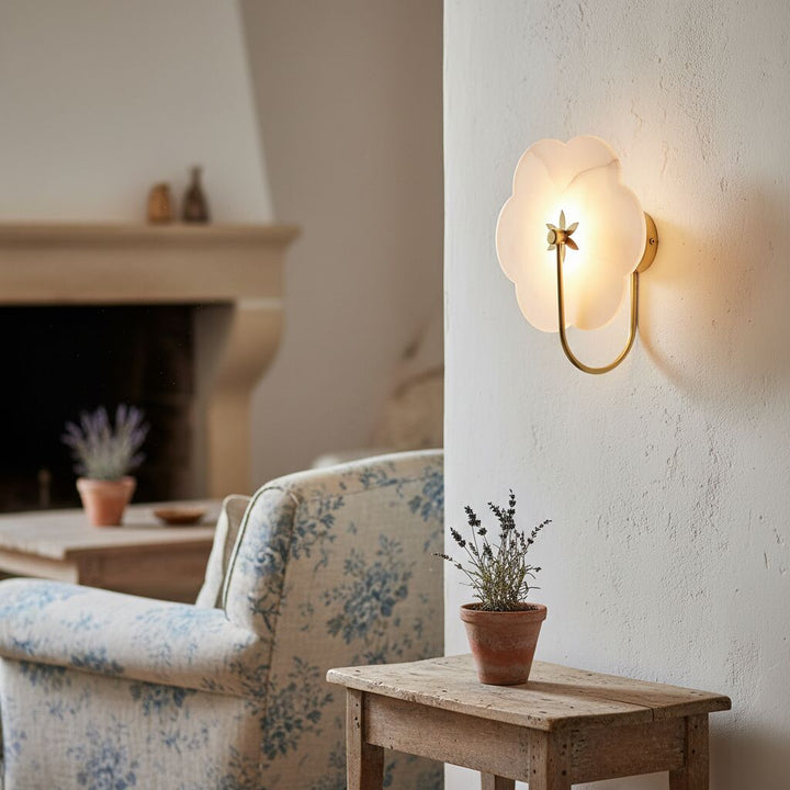 Albi Alabaster Wall Lamp - Carved floral Outlines are Suitable for Living Rooms