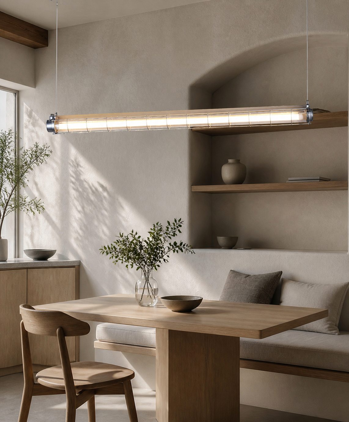 Modern Acrylic Linear LED Chandelier in Black or Silver