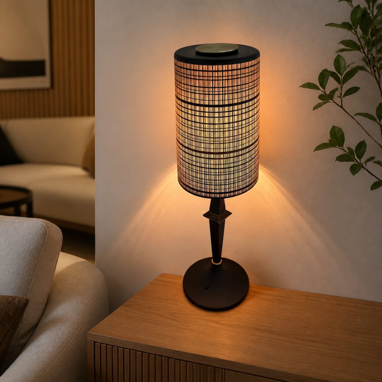 Devon Black Table Lamp (Built-in Battery)