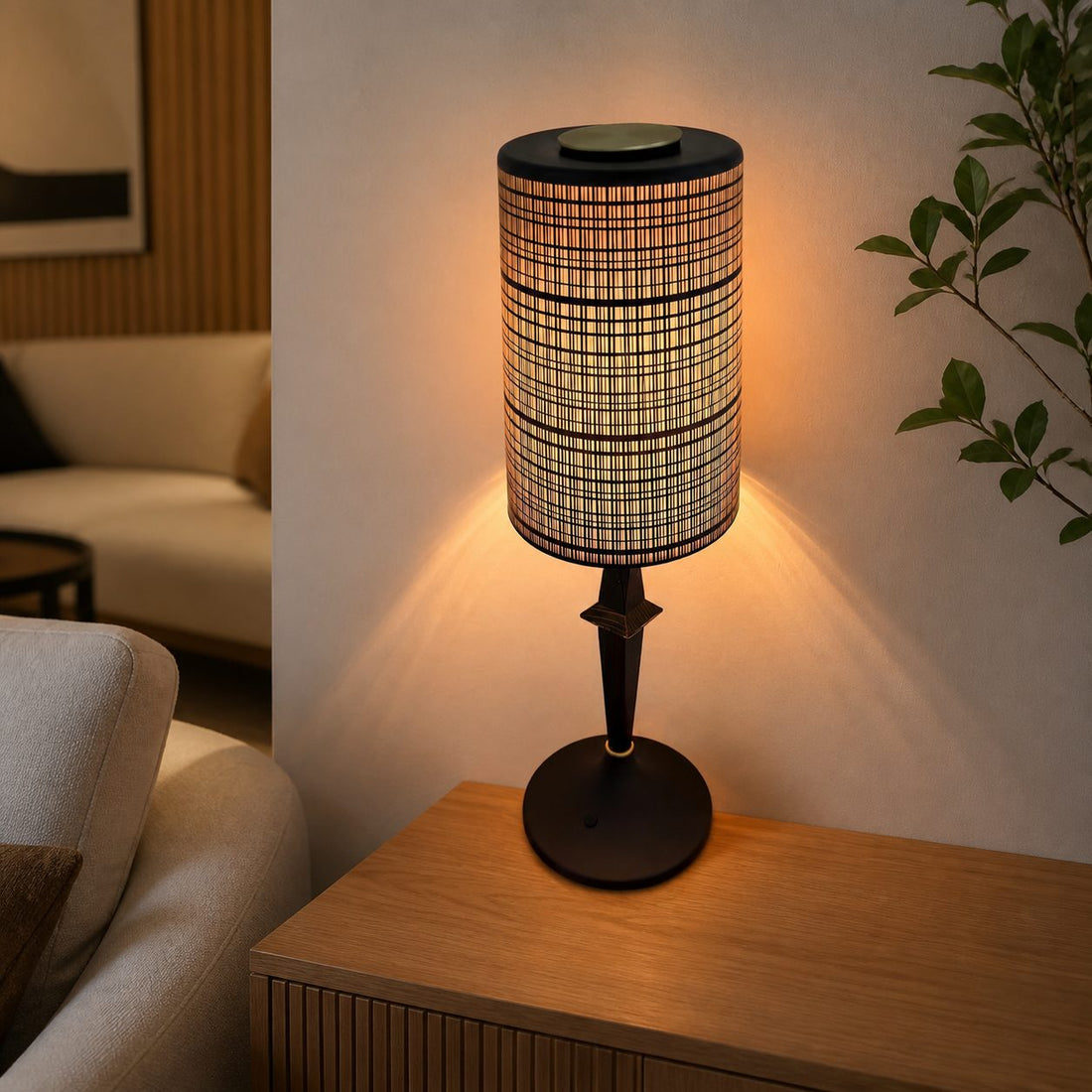 Devon Black Table Lamp (Built-in Battery)