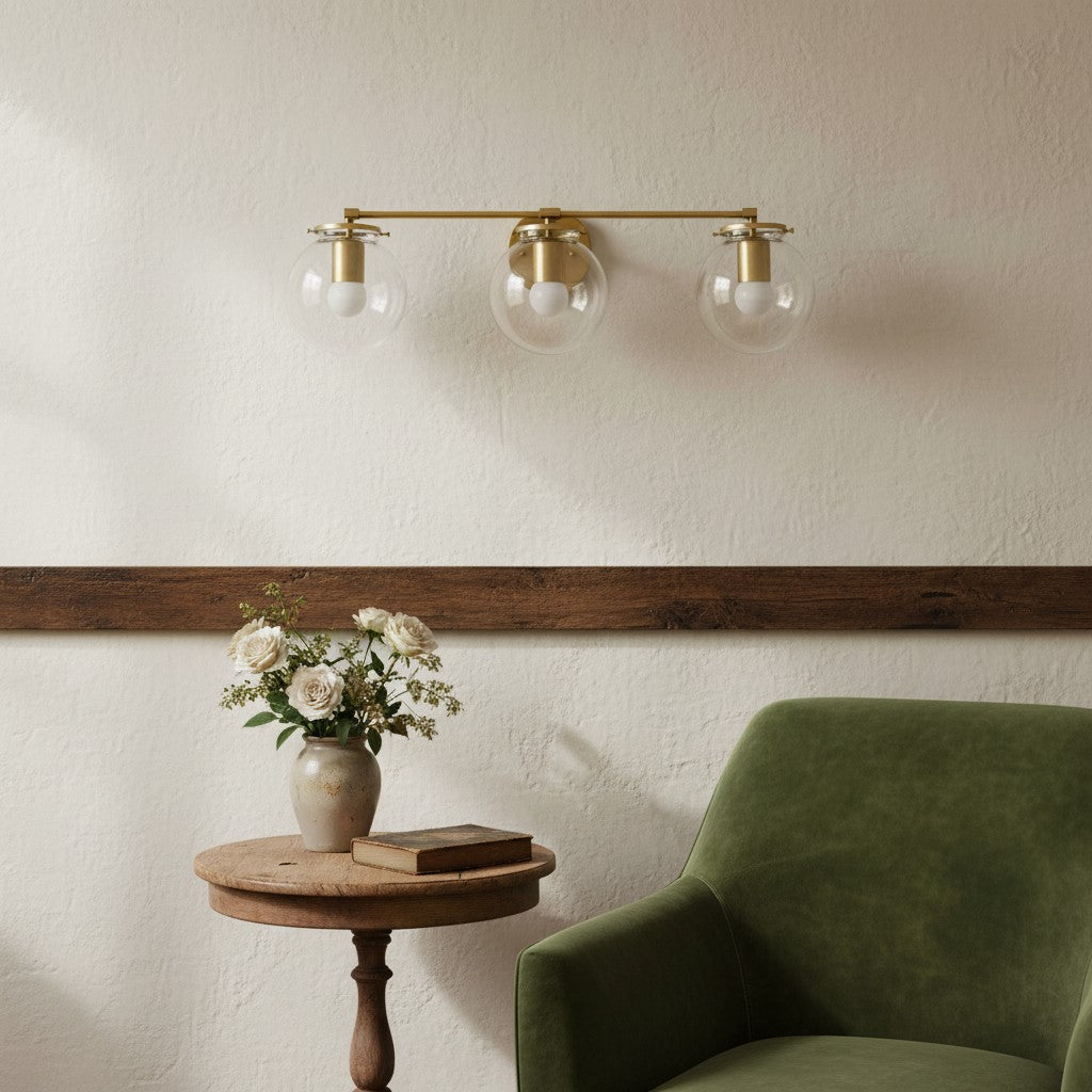 Glorica Glass 3 Shade Globe Vanity Light - Soft Bathroom Light Fixture