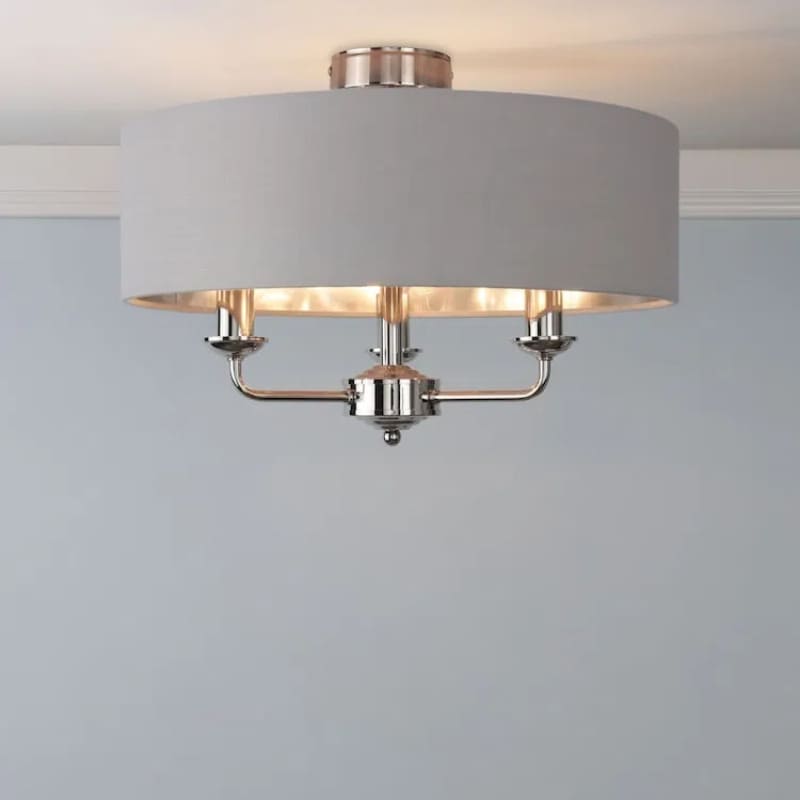 Matt Antique Brass 3 - Light Drum Light- Semi Flush Ceiling Light