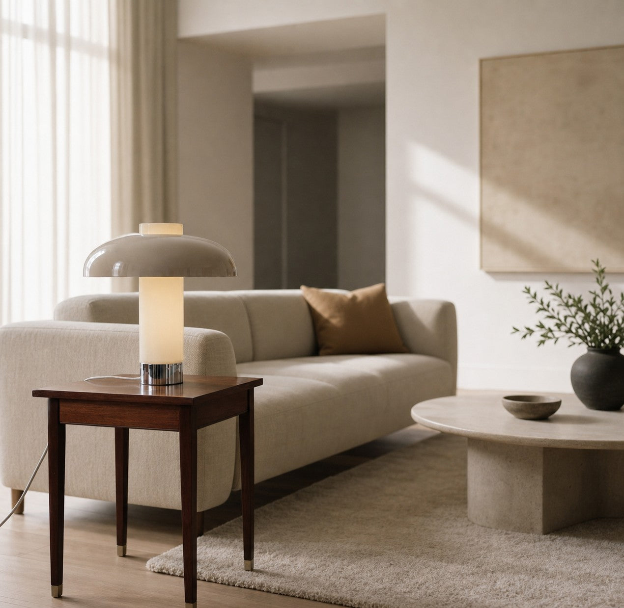 Nera Curved Accent Lamp - Organic Modern Design with Soft Glow for Nightstand or Console Table