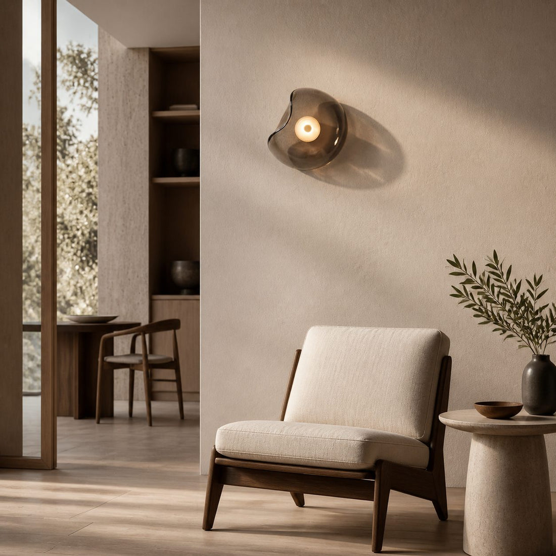 Lunacrest Curved Nebula Inspired Wall Light – Artistic Glass Lighting for Hallway