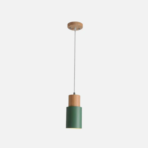 Metallic Pendant Light with Wooden Accents