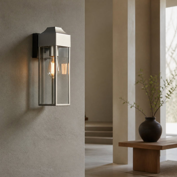 Georgon Exterior Wall Lantern Light – Clear Glass Shade, Classic Architectural Style for Outdoor Spaces