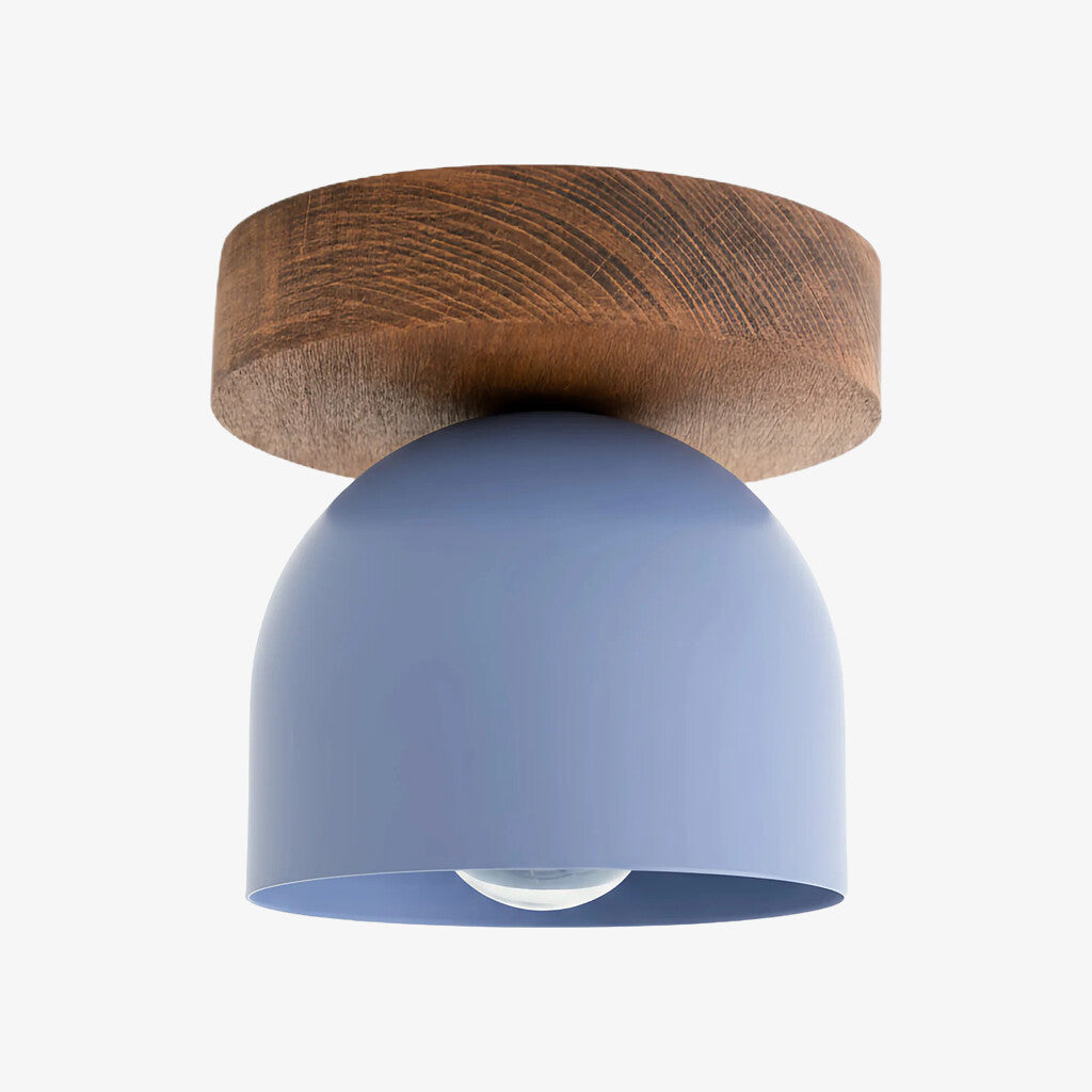 Metio Dome Modern Rustic Ceiling Light - Wooden and Metal Fusion