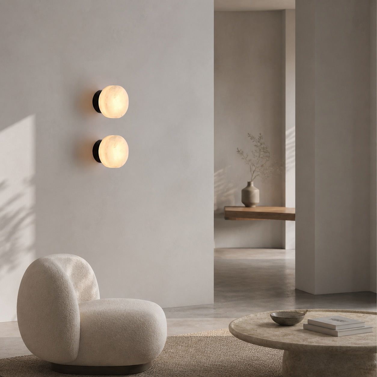 Cylindrical Alabaster Wall Lamp