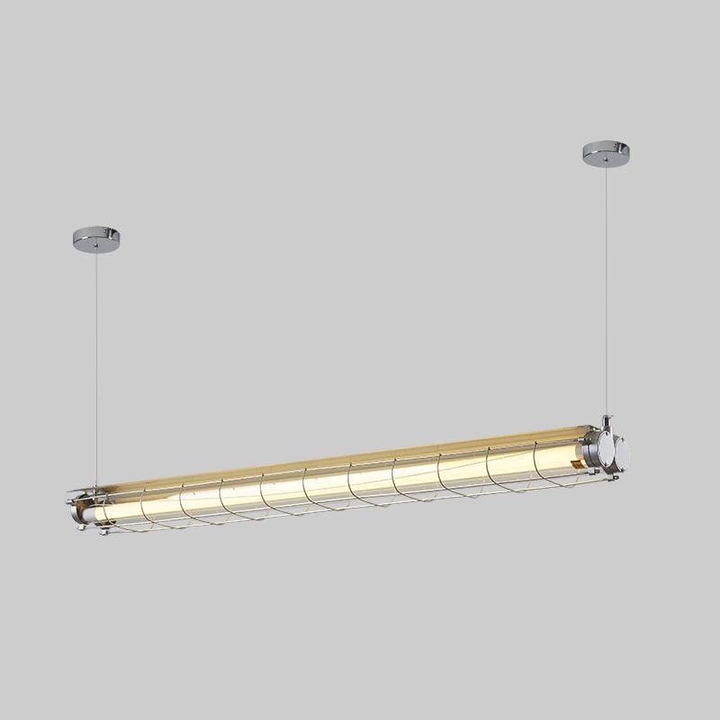 Glass Linearity Chandelier Artisan Clear Cast Iron Metal Sleek Sparkling