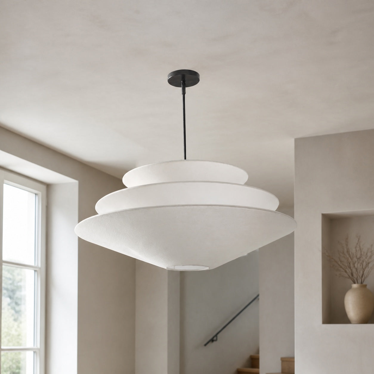 Solivara Pendant – Linen Pendant Light – Layered Shade