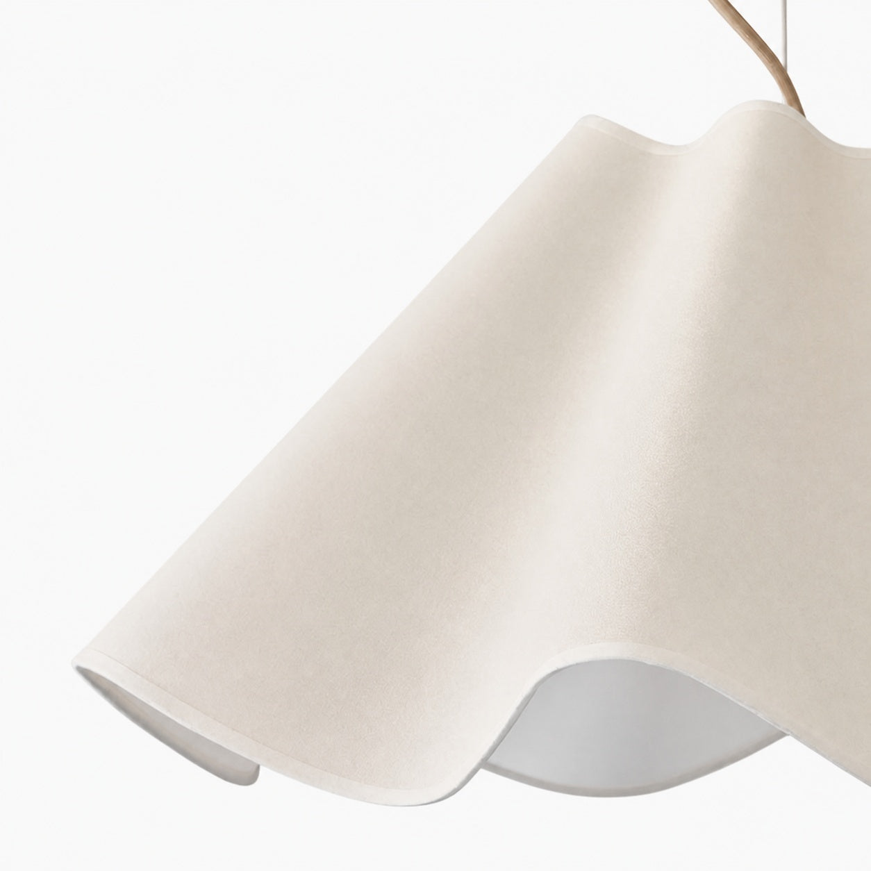 Oslan Ivory Linen Pendant Light - Scalloped Shade Modern Ceiling Lamp