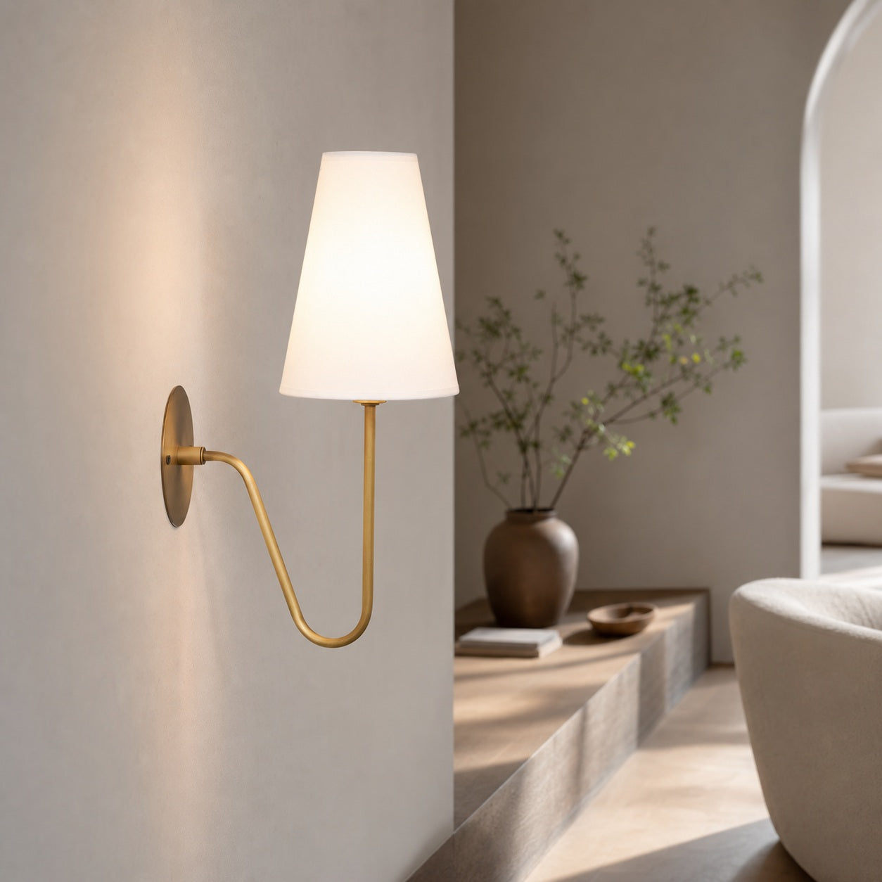 Organic Glass Scoop Wall Light – Minimalist Modern Decorative Ambient Sconce for Living Room