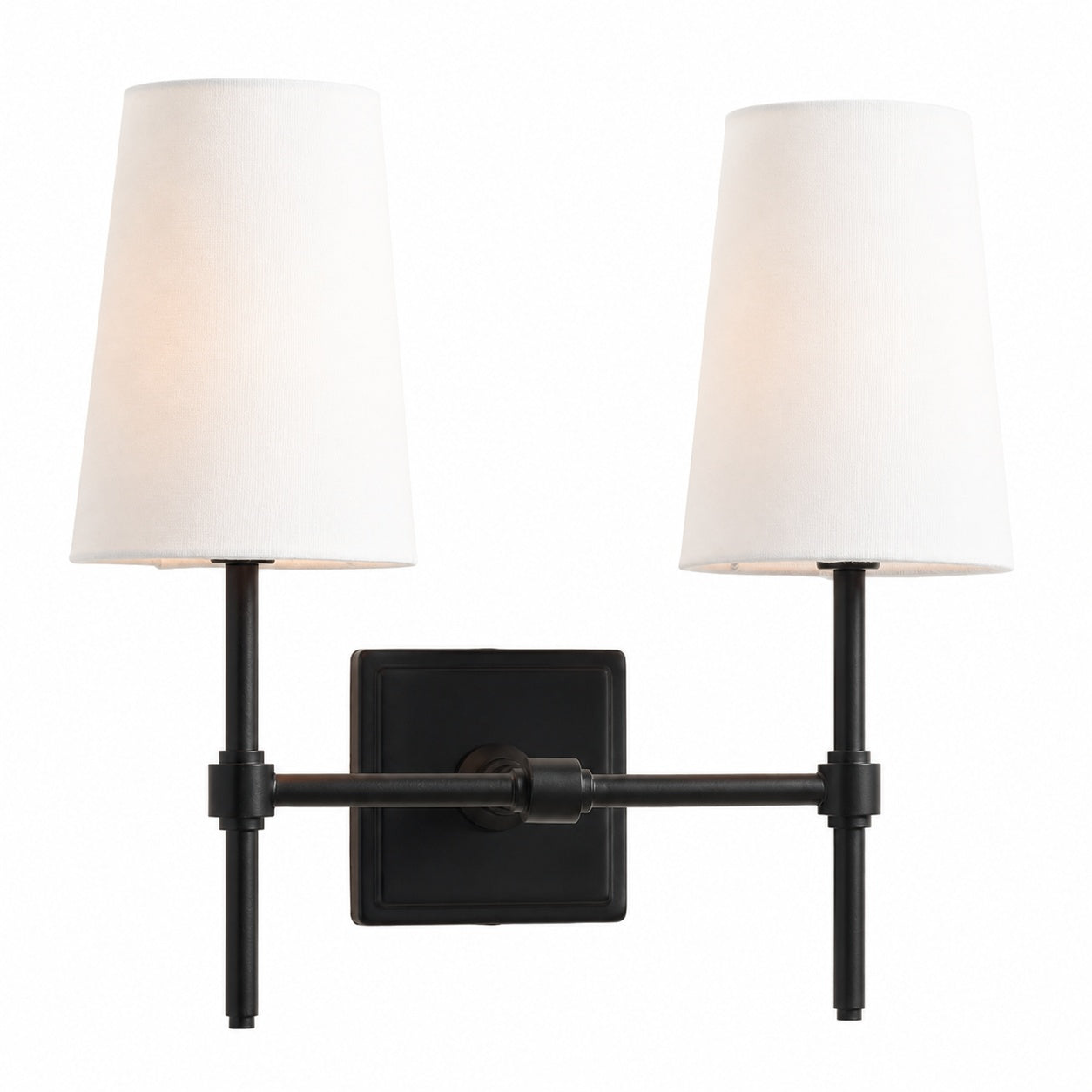 Derlina White Linen Shades Wall Lamp – Retro Metal Multi-Head Lighting Fixture