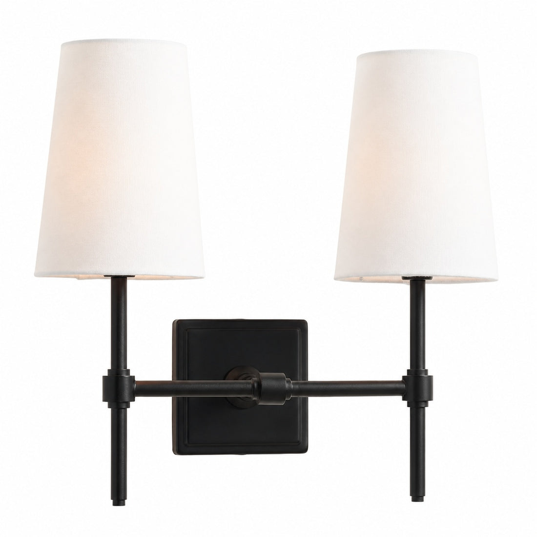 Derlina White Linen Shades Wall Lamp – Retro Metal Multi-Head Lighting Fixture
