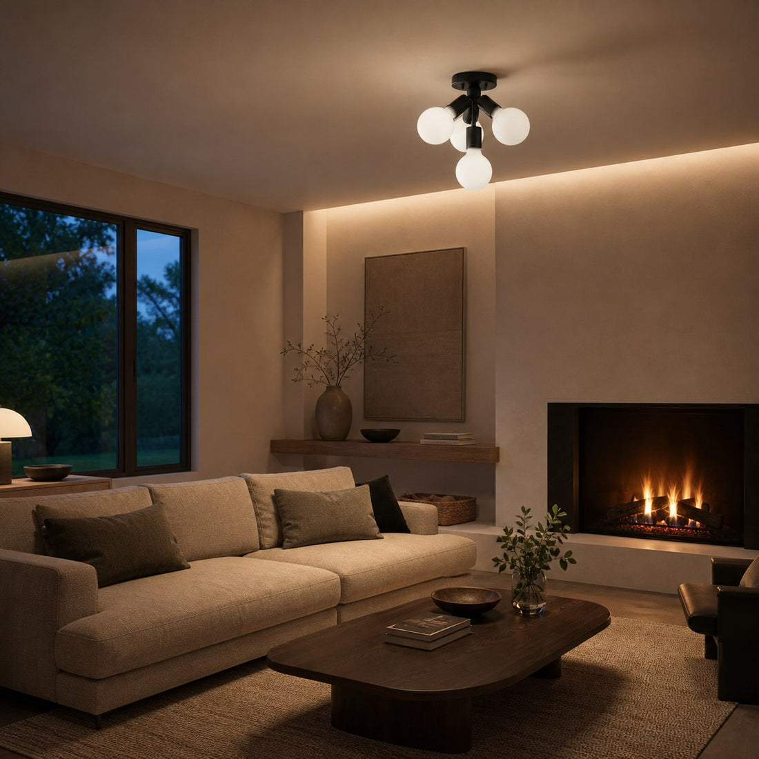 Glorica Glass Flush Mount Light - Globe Ceiling Fixture Modern
