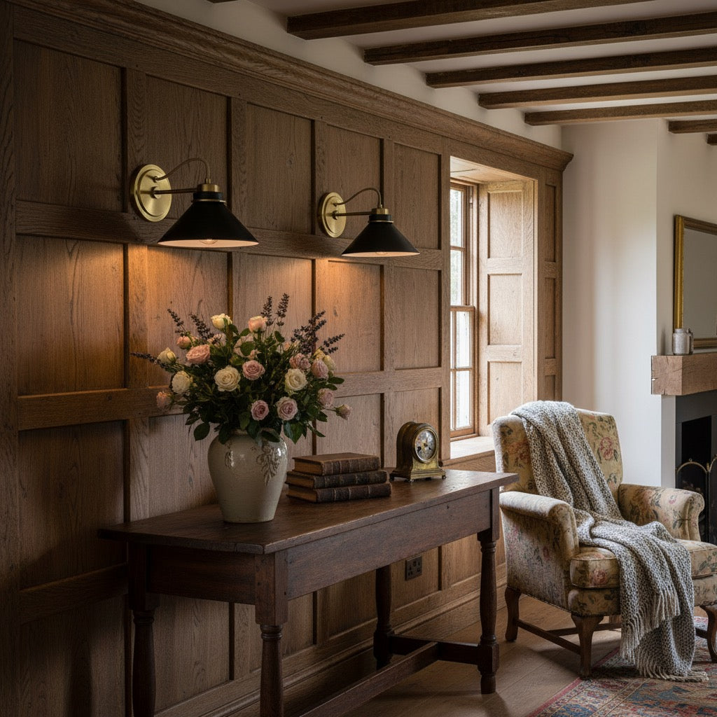 Aurenza Sconce – Farmhouse Wall Light with Metal Accents for Cozy Spaces