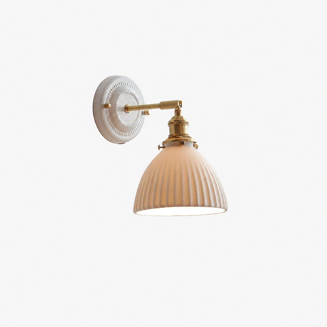 Vintage Japanese Ceramic Brass 1-Light Wall Sconce Lamp