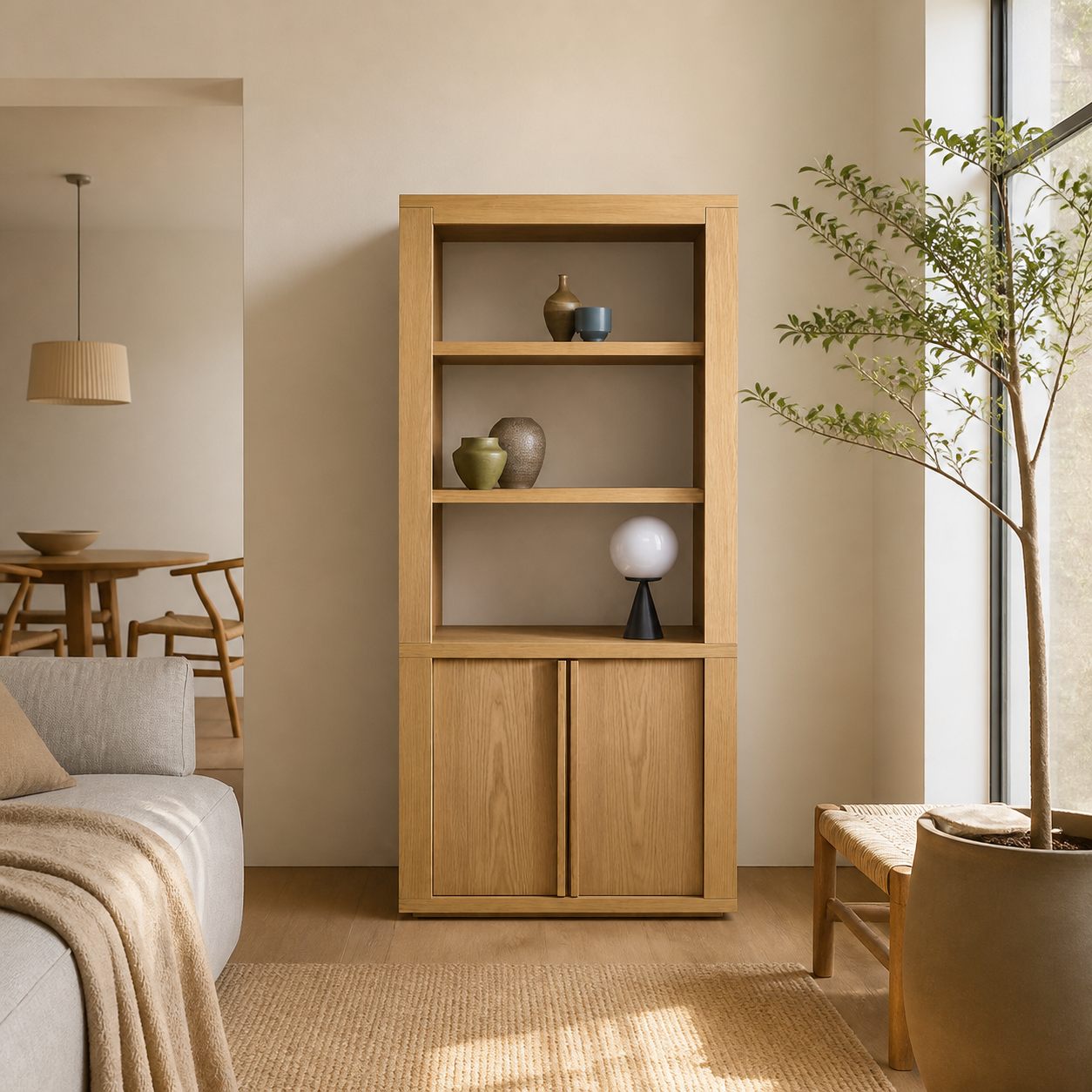 Ulvara Modern Table Lamp - Glass Globe and Tapered Base for Bedroom Glow