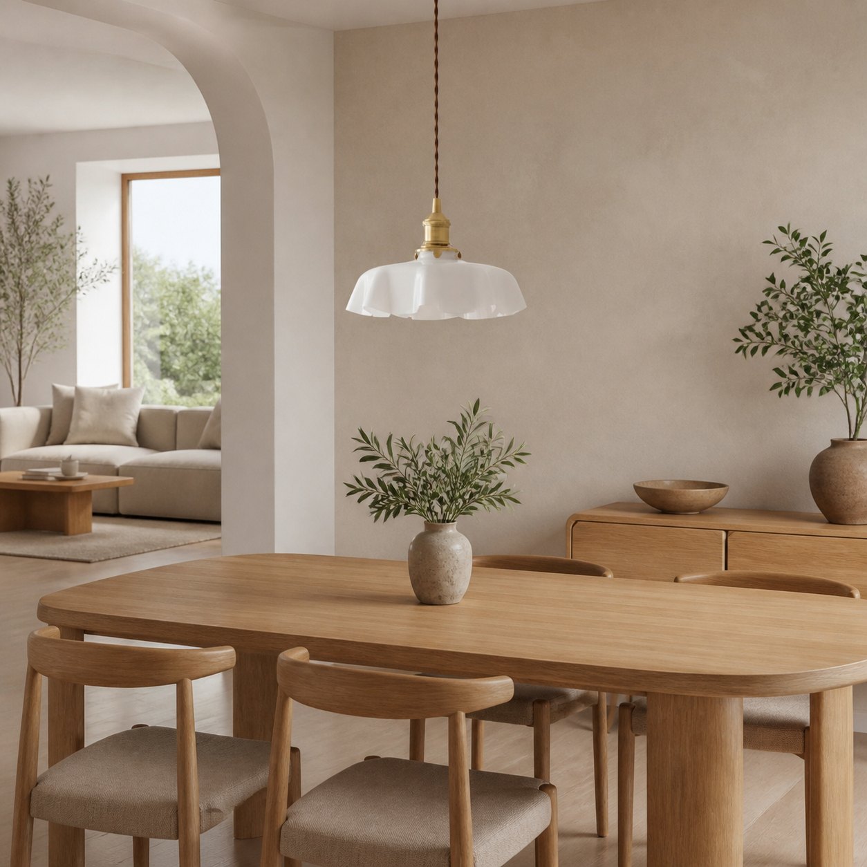 Aluneroa Vintage Inspired Flower Pendant Lamp Soft Curved Silhouette for Interior Lighting