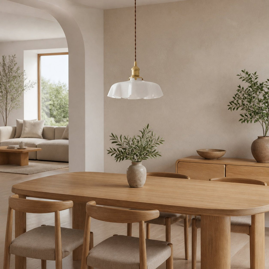 Aluneroa Vintage Inspired Flower Pendant Lamp Soft Curved Silhouette for Interior Lighting
