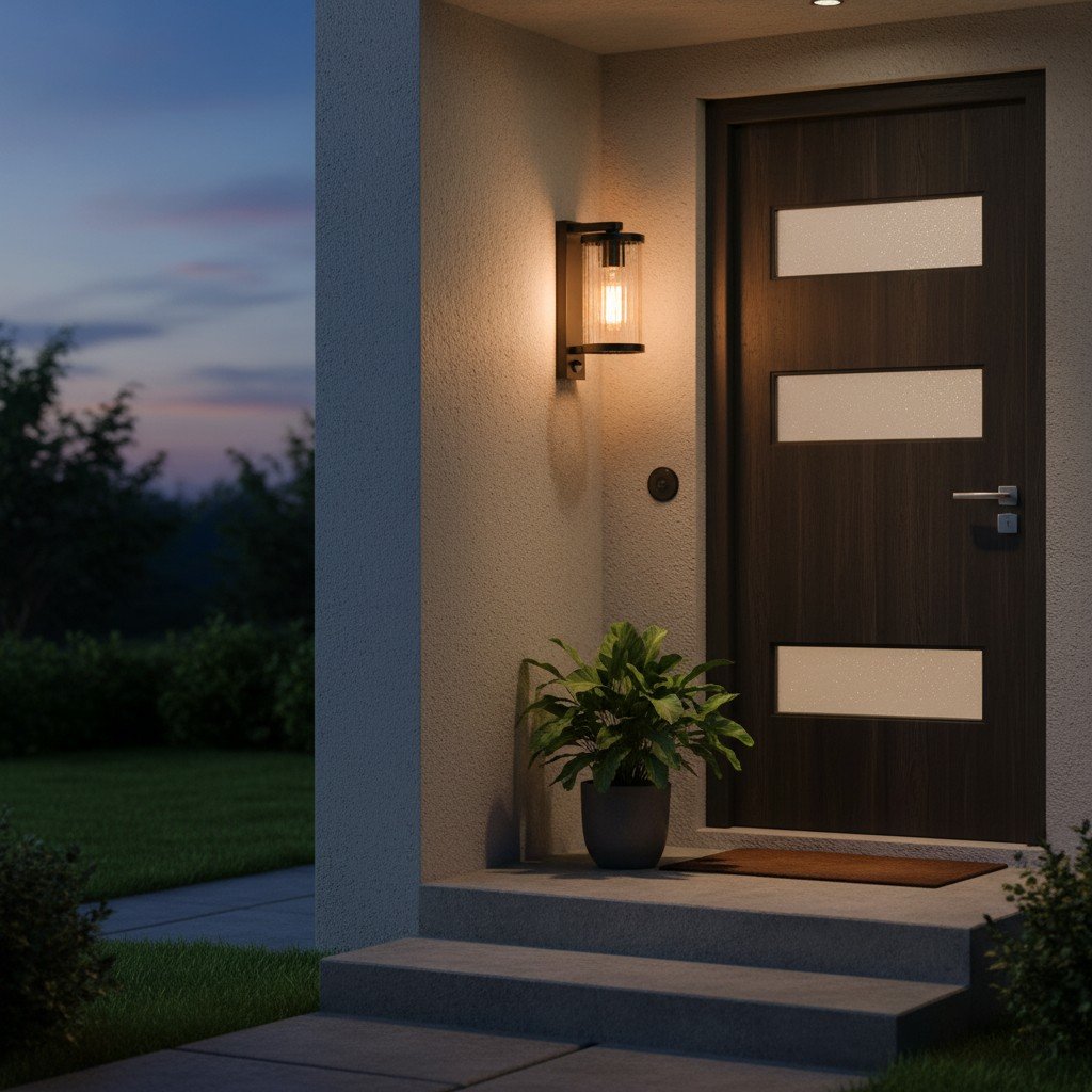 Karbonis Modern Outdoor Wall Sconce - Motion Sensor Security Light for Porch and Garden