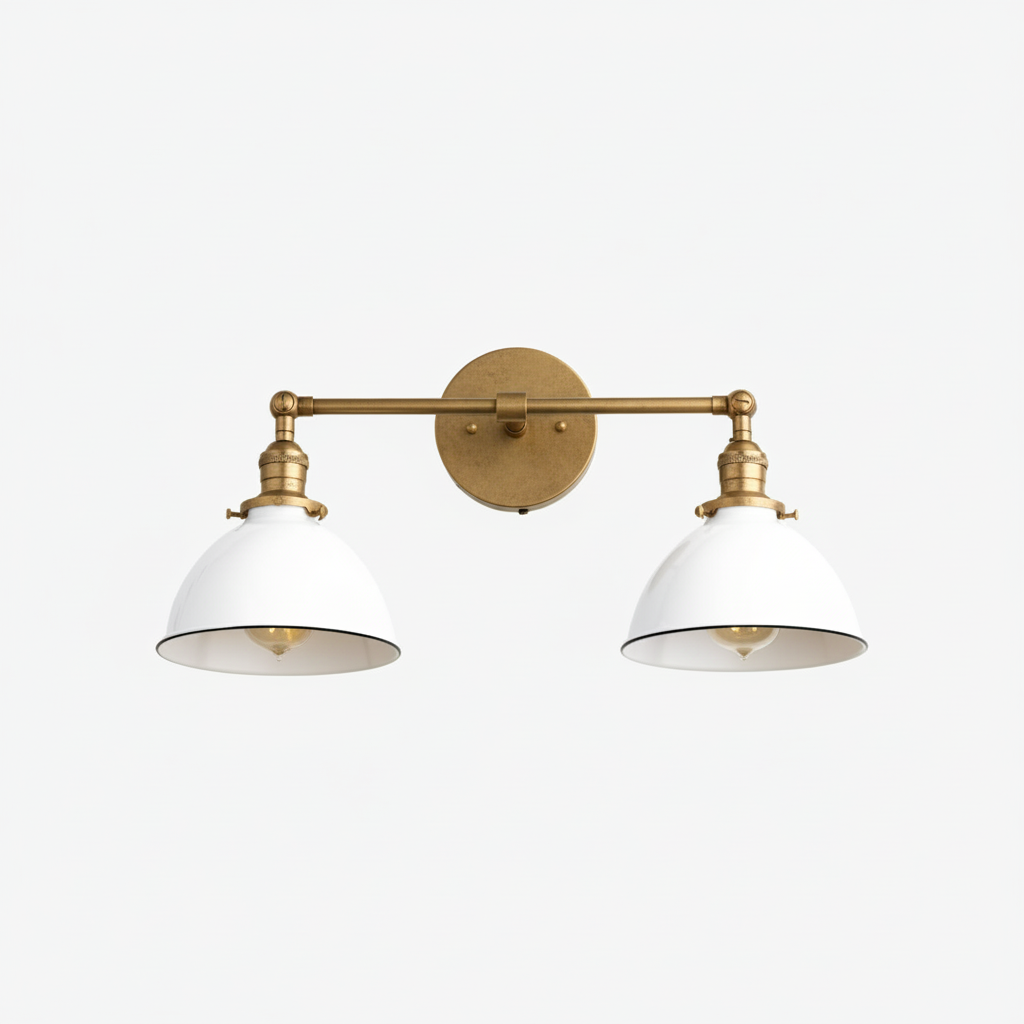 Conique Metal Dual Head Wall Fixture with Classic Shades – Industrial Vanity Lamp