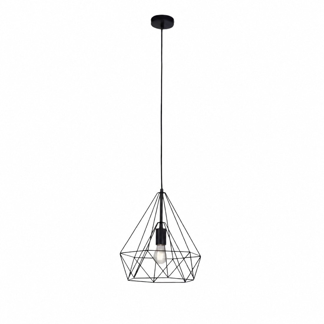 Skeletal Open Frame Pendant Light - Industrial Metal Pendant Lamp for Interior Lighting or Workspace