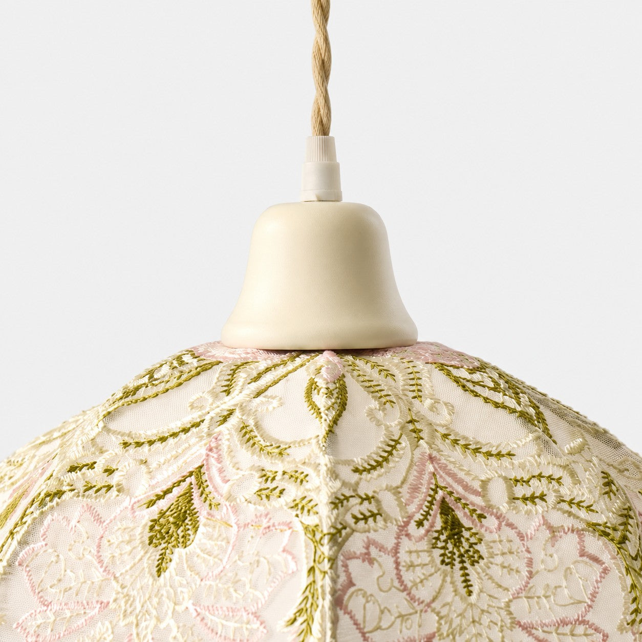 Botanical Embroidered Fabric Pendant Light