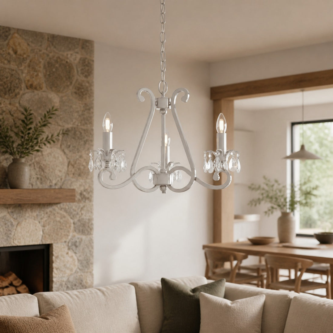 Talonis Crystal Chandelier - Traditional Candle-Style Brass and Nickel for Living Room and Dining Room