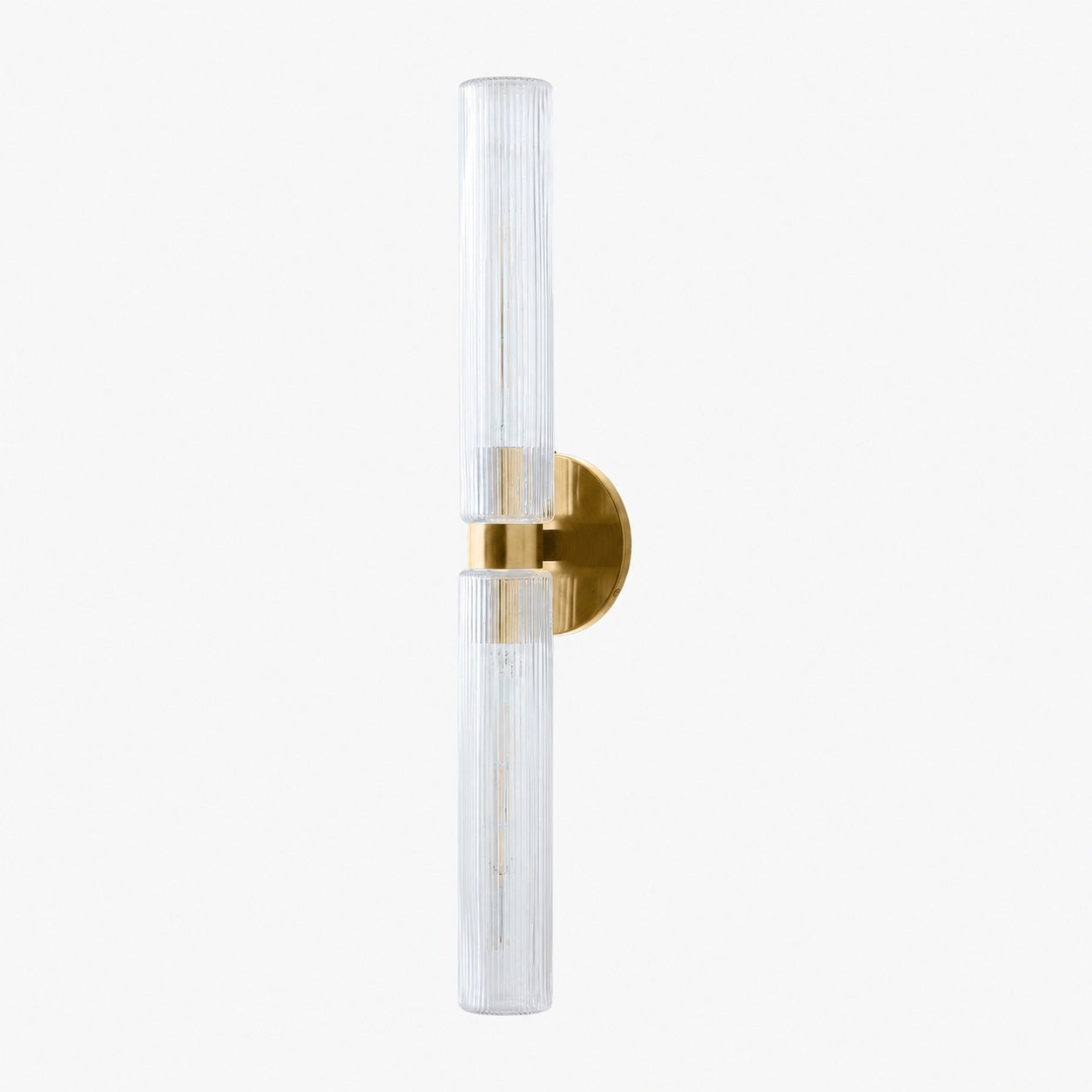 Rivora Modern Fluted Glass Wall Light - Double Short Indoor Outdoor Sconce