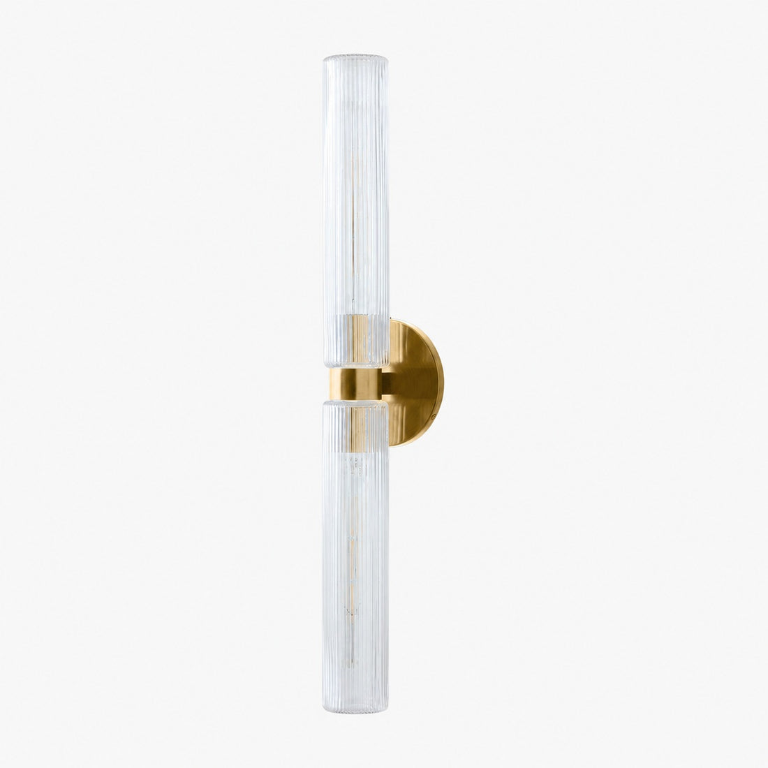Rivora Modern Fluted Glass Wall Light - Double Short Indoor Outdoor Sconce